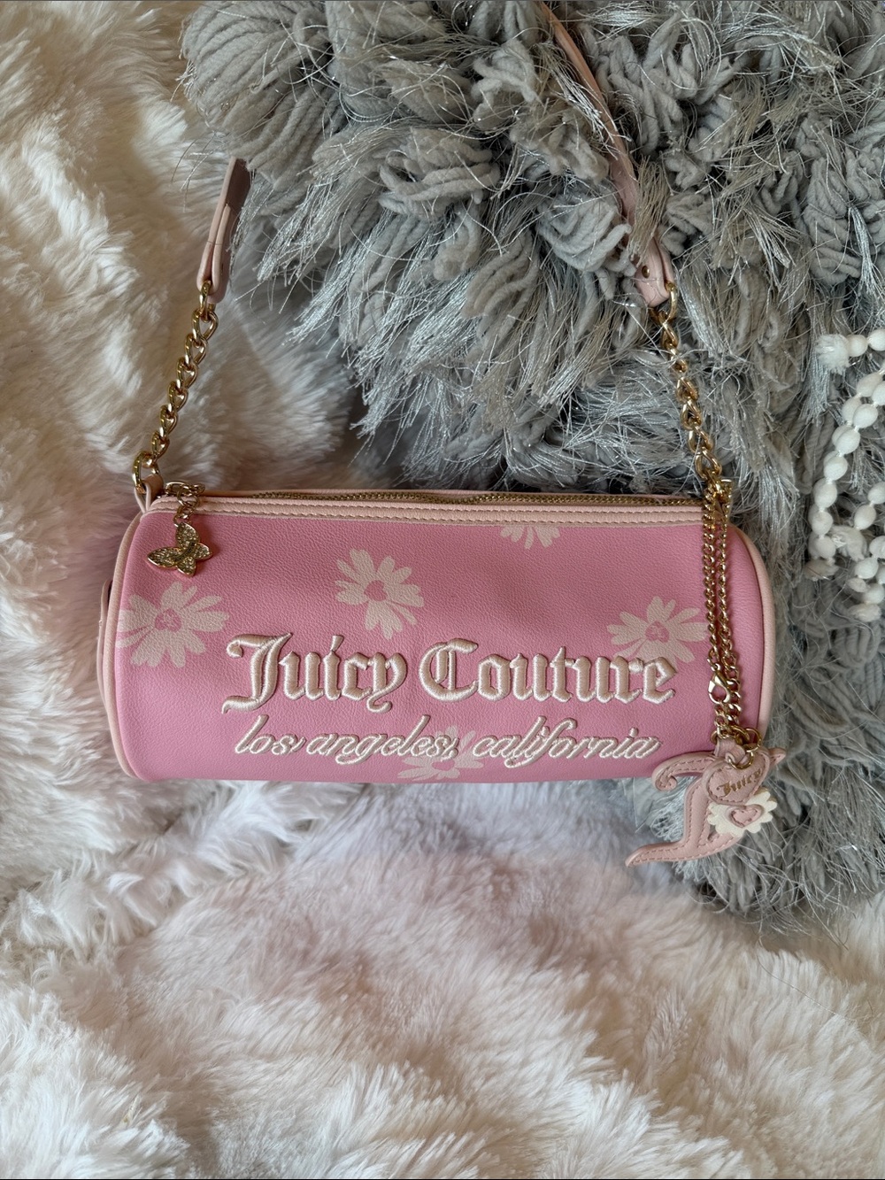 NWOT Juicy Couture Pink Floral Logo Mini Shoulder Bag